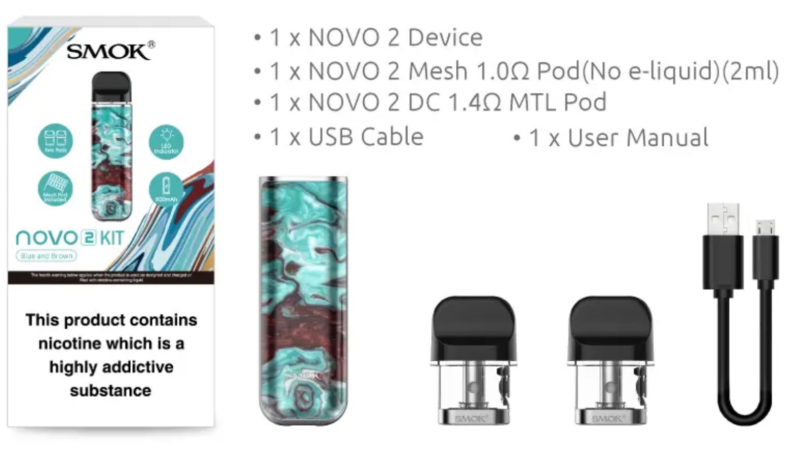 Smoktech NOVO 2 elektronická cigareta 800mAh Black Carbon Fiber 1ks