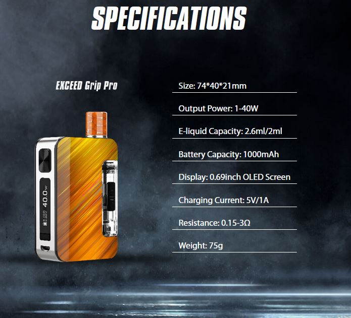 Joyetech EXCEED Grip Pro 40W Full Kit 1000 mAh Orange Star Trail 1 ks
