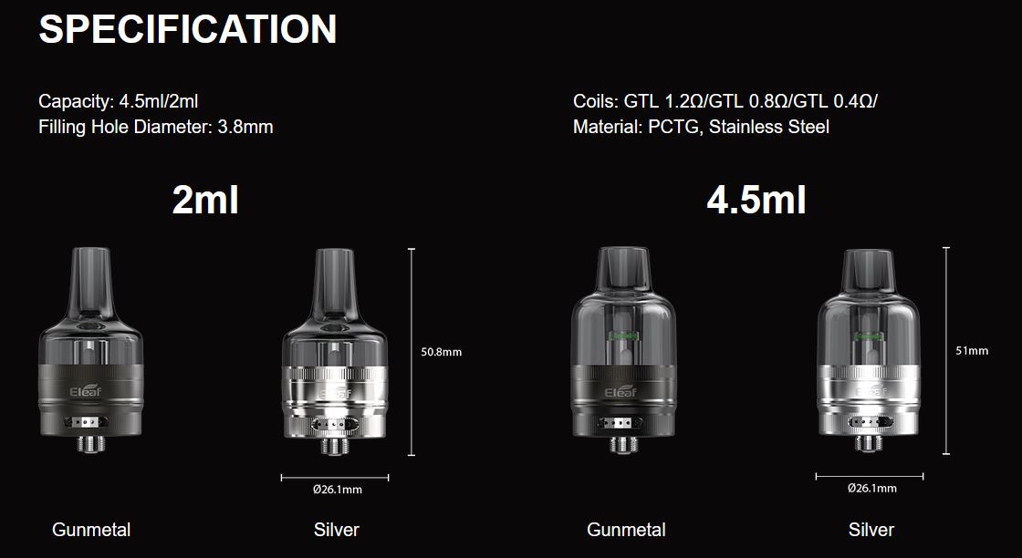 iSmoka-Eleaf GTL Pod Tank clearomizer Gunmetal 4,5ml