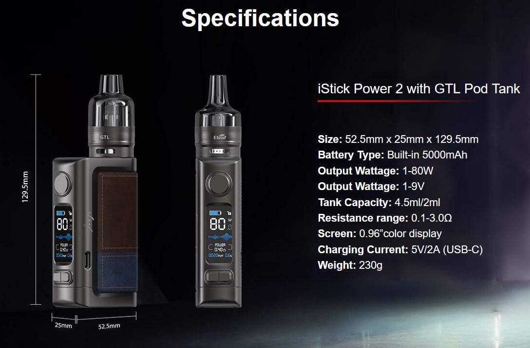 iSmoka Eleaf iStick Power 2 80 W full Kit Grip Light Brown 5000 mAh 1 ks