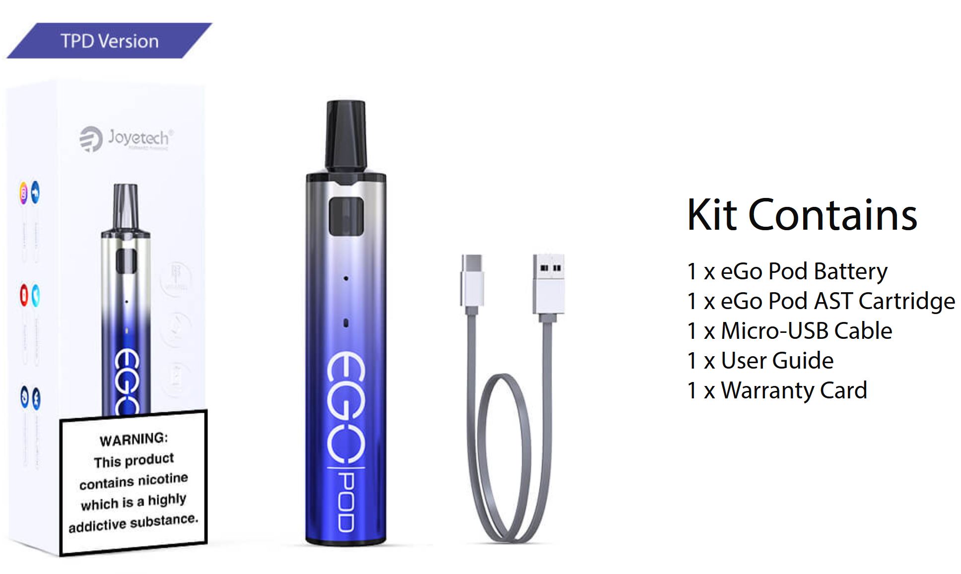 Joyetech eGo AIO AST pod kit 1000 mAh Metal Black 1 ks