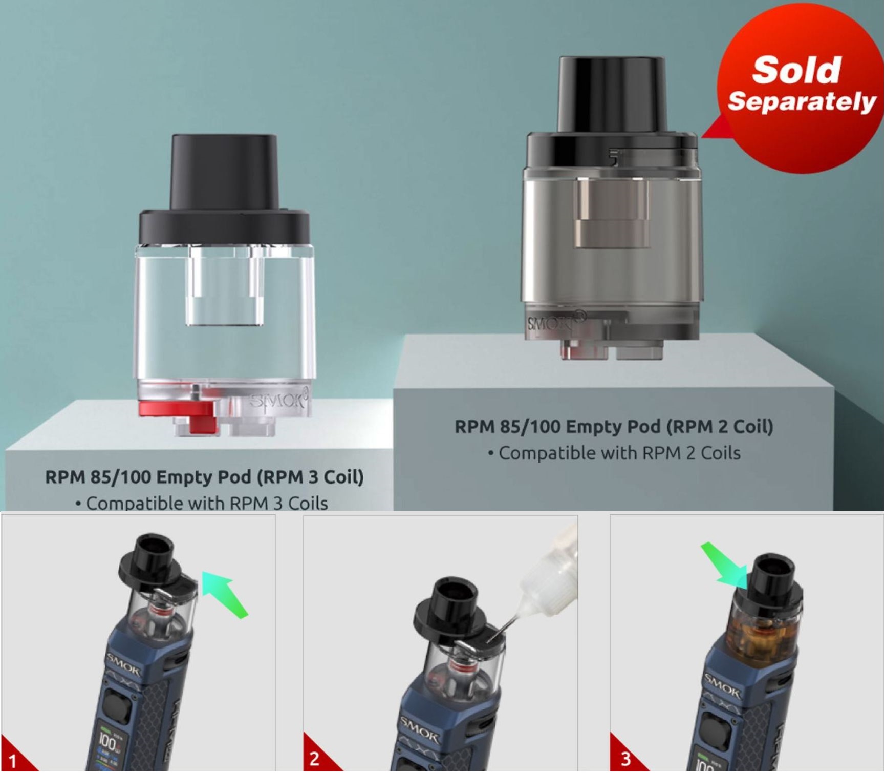 Smoktech RPM 85 grip Full Kit 3000 mAh Matte 7color Plating 1ks