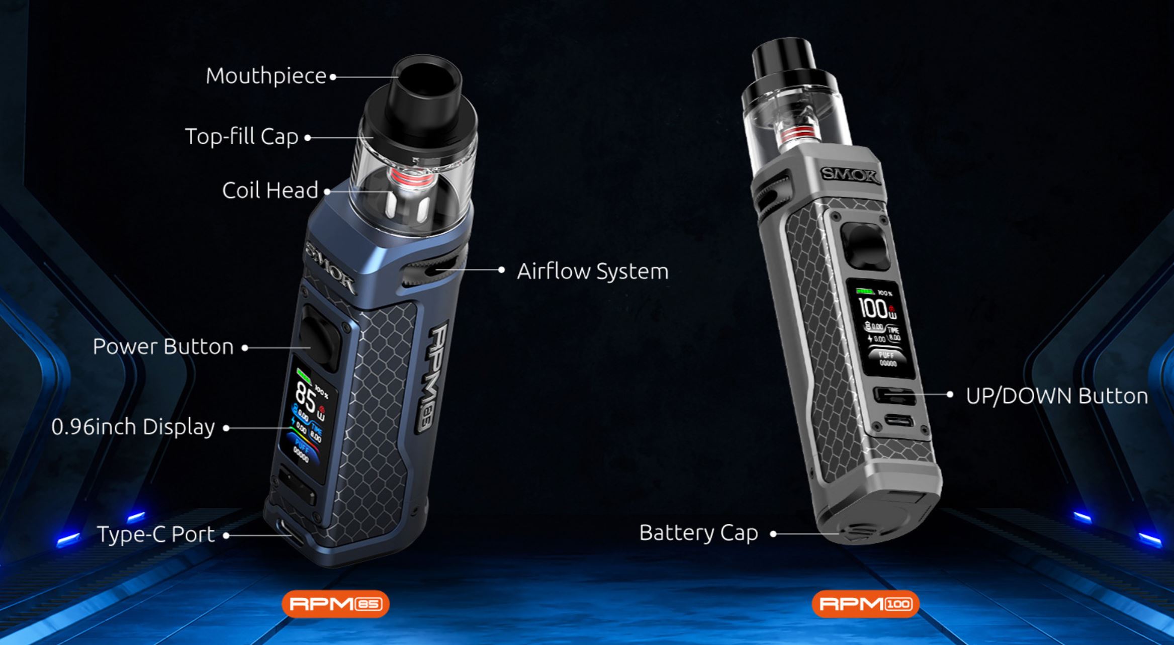 Smoktech RPM 100 grip Full Kit 100W Matte Gun Metal