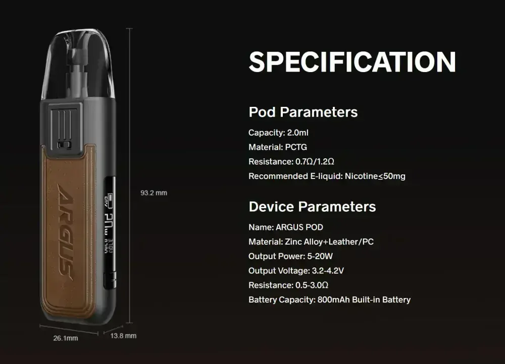 VooPoo Argus Pod Kit 800 mAh Carbon Fiber 1 ks