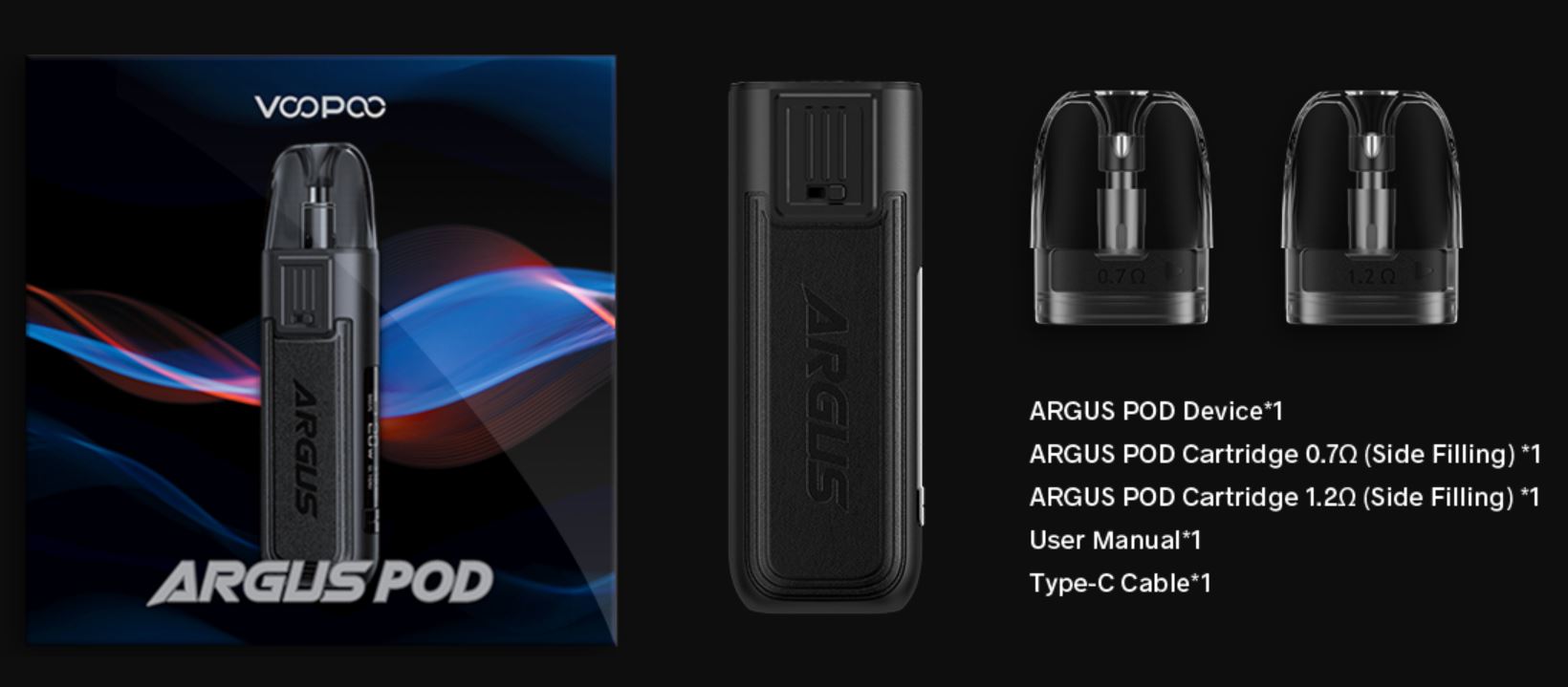 VooPoo Argus Pod Kit 800 mAh Gray 1 ks