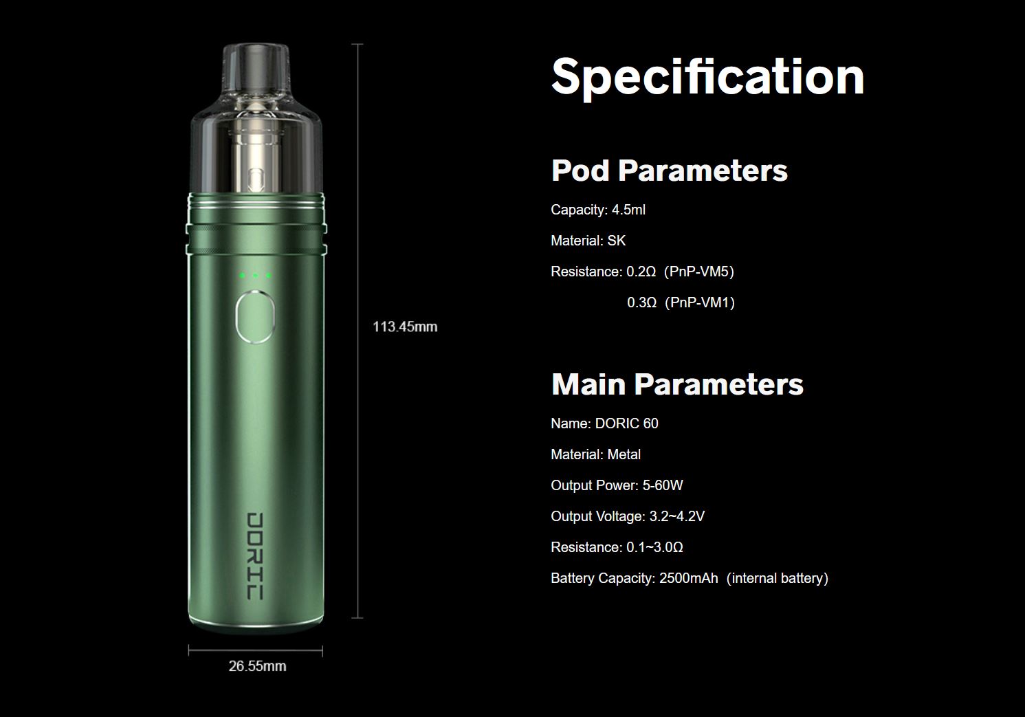 VOOPOO Doric 60 elektronická cigareta 2500mAh Aurora Blue 1ks