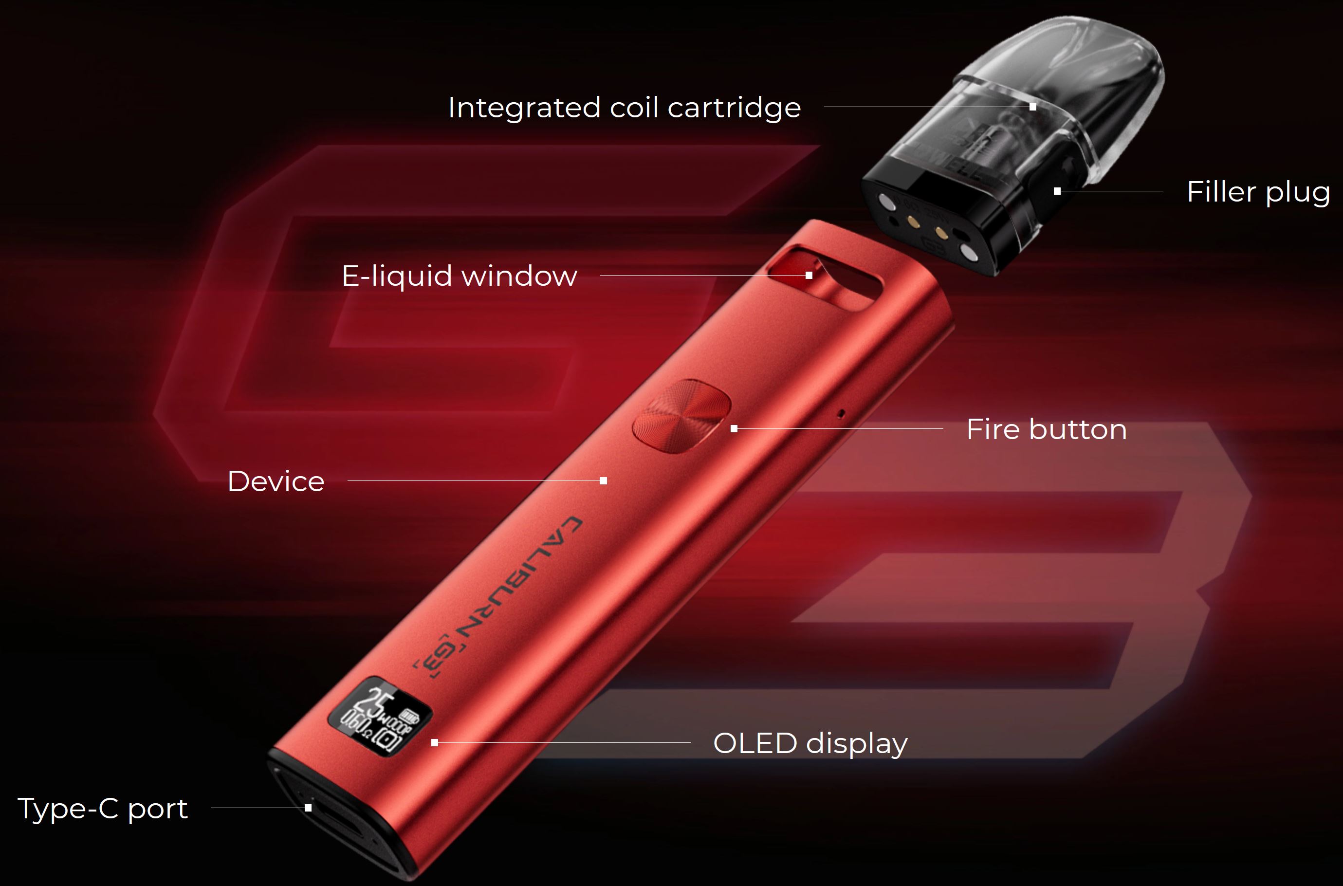 Uwell Caliburn G3 900 mAh Red 1 ks