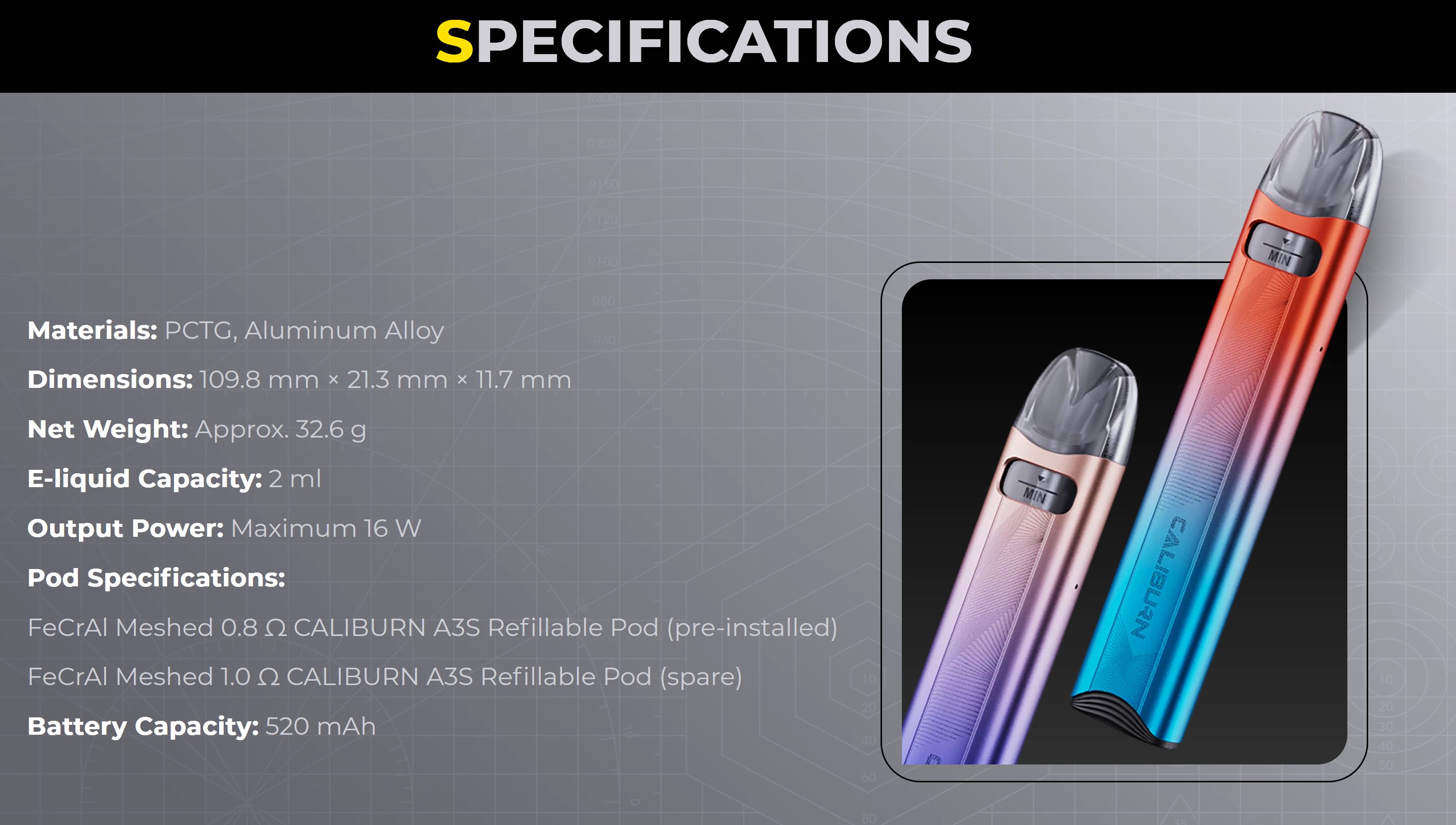 Uwell Caliburn A3S Pod 520 mAh Lake Green 1 ks