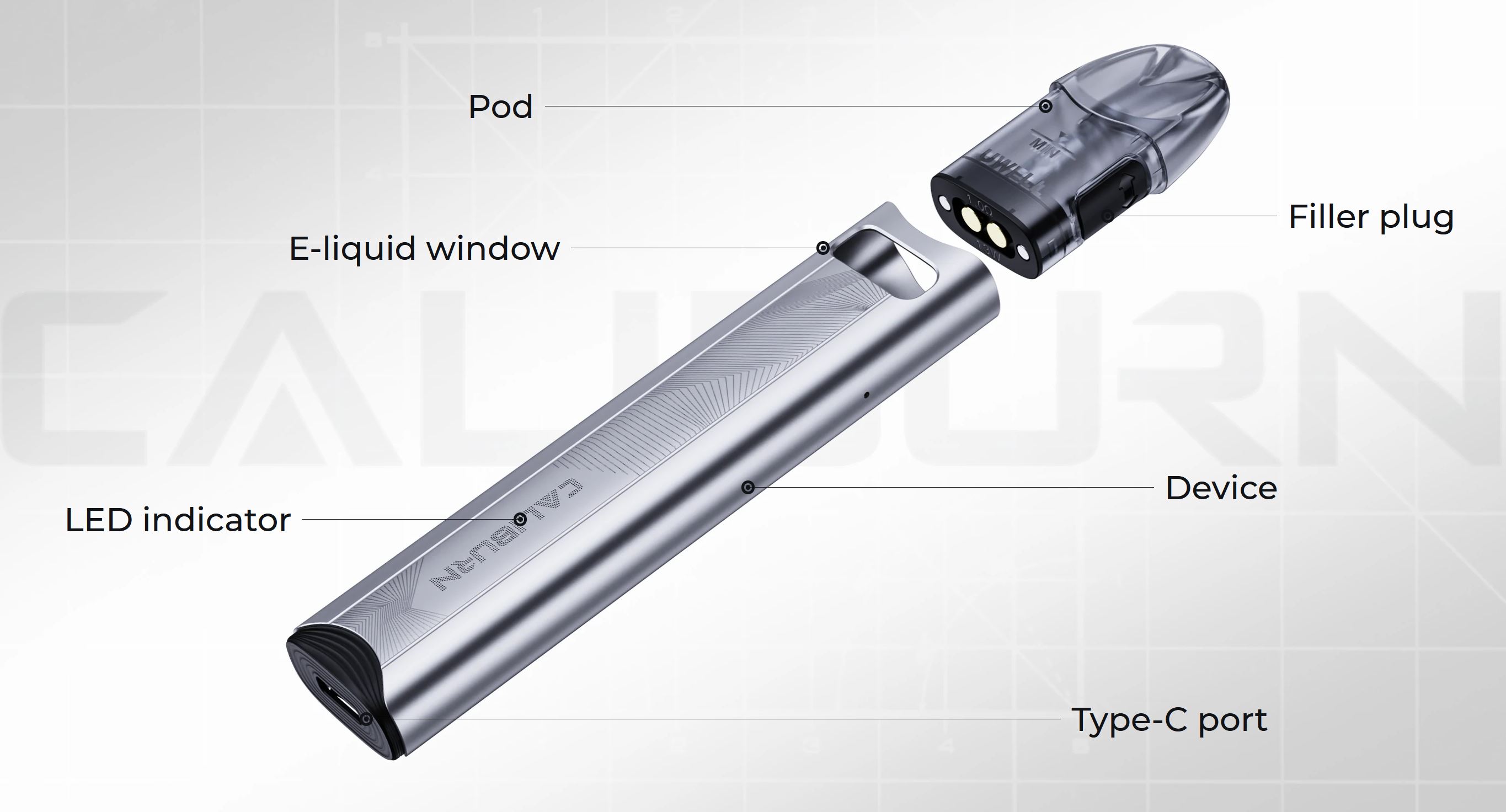 Uwell Caliburn A3S Pod 520 mAh Moonlight Silver 1 ks