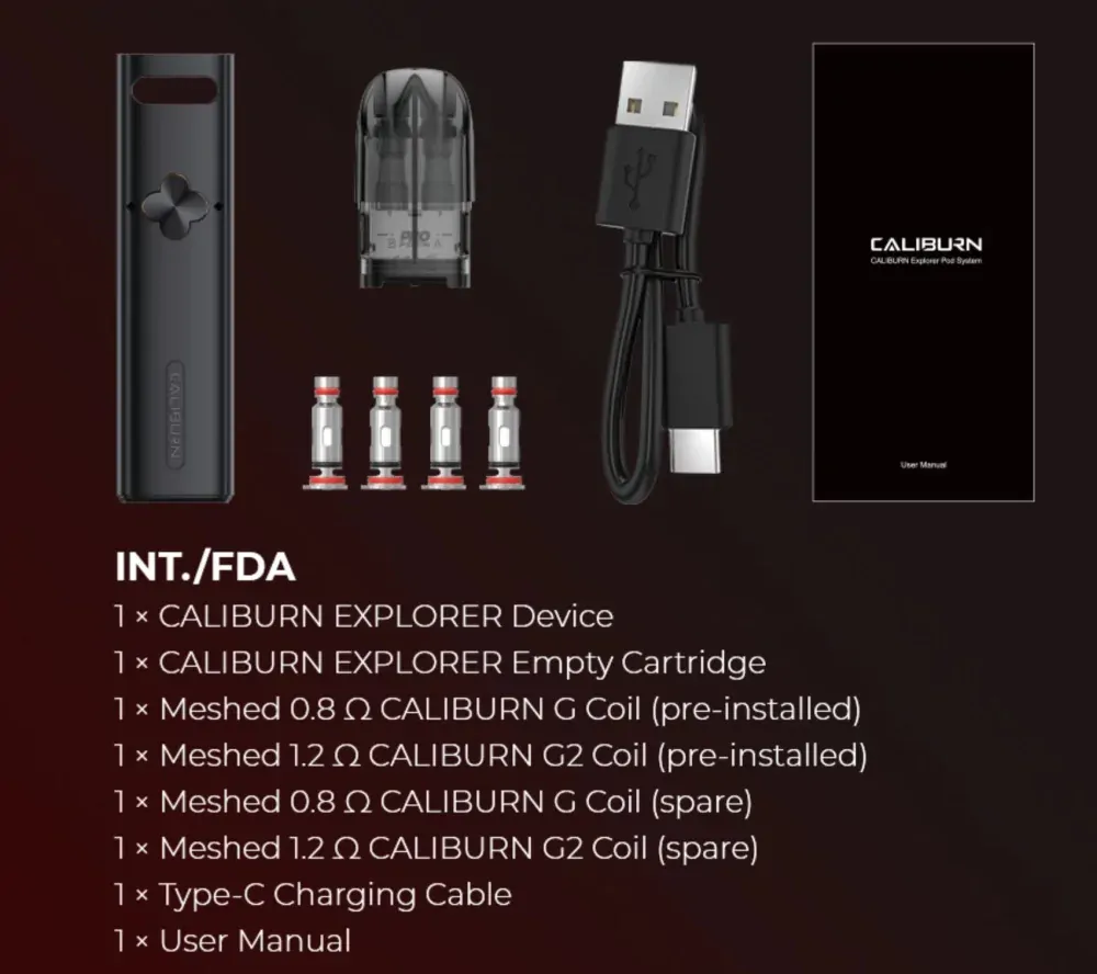 Uwell Caliburn Explorer Pod Kit 1000 mAh Orange & Black 1ks