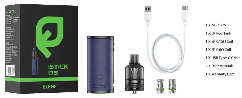 Eleaf iStick i75 3000mAh Kit s EP Pod Tank Brown