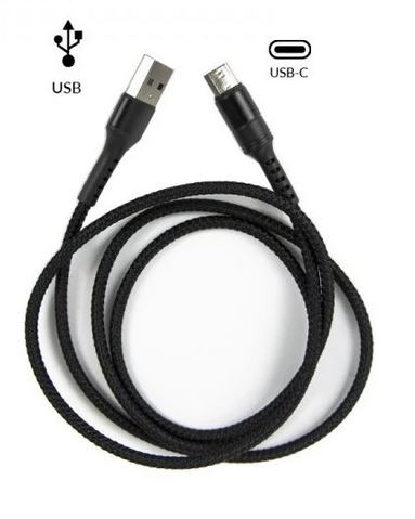 Kabel USB-C 5A Charge 1m s nylonovým opletem - Černá