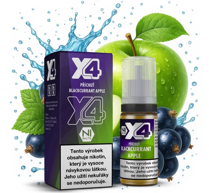 X4 Bar Juice - Černý rybíz a jablko (Blackcurrant Apple) 10ml - 10mg
