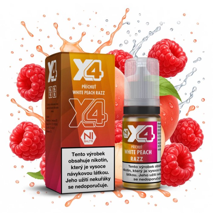 X4 Bar Juice - Broskev a malina (White Peach Razz) 10ml - 20mg 