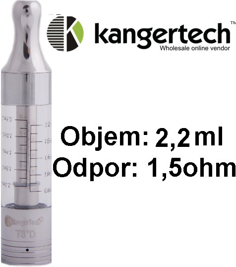 Kangertech T3D clearomizer 1,5ohm 2,2ml Čirý