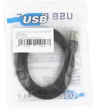 Kabel USB-C 5A Charge 1m s nylonovým opletem - Černá