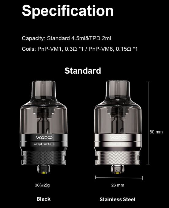 VOOPOO PnP Pod Tank Clearomizer Black 4,5ml