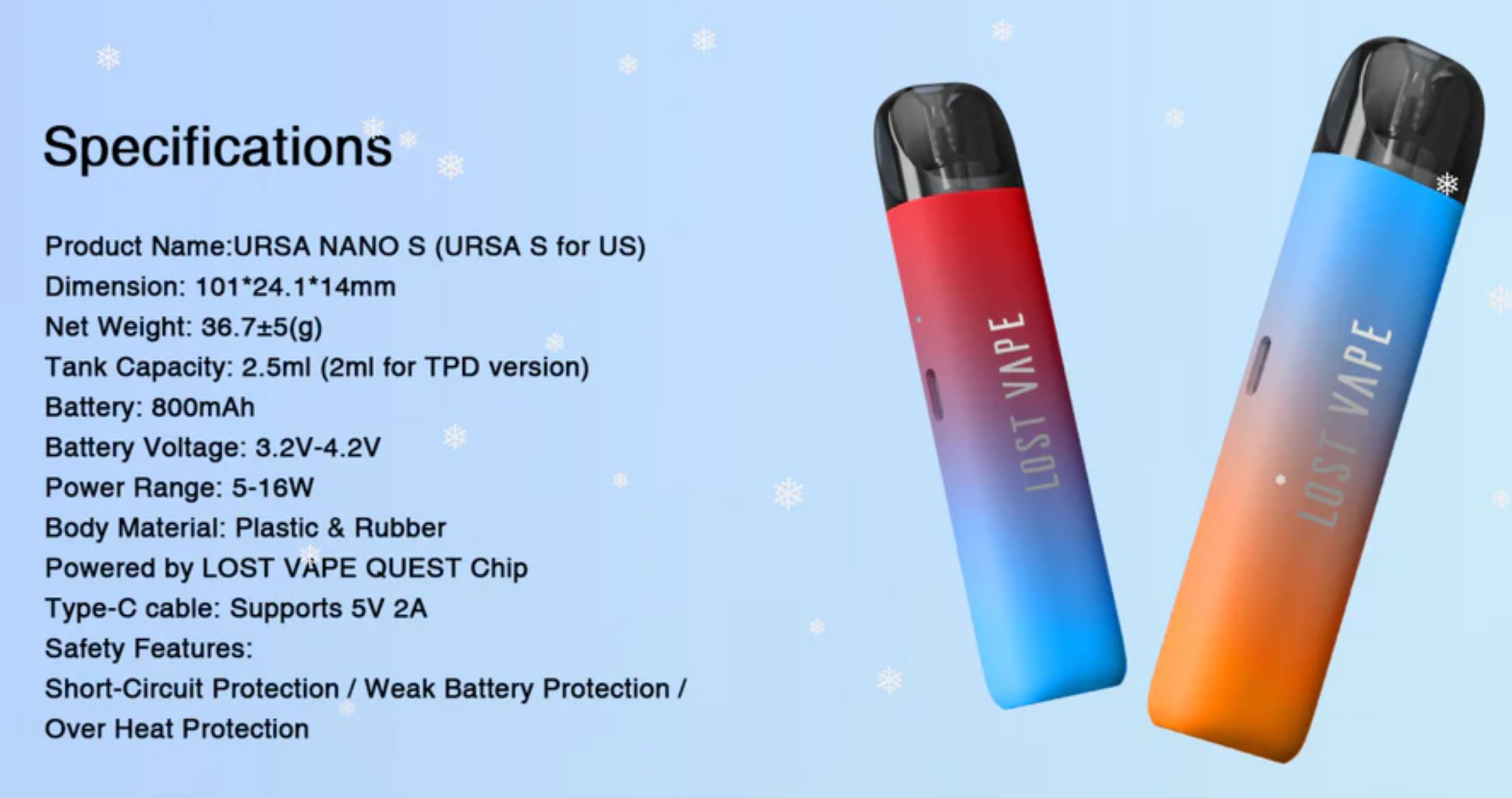 Lost Vape Ursa Nano S Pod 800 mAh Berry Blue 1 ks