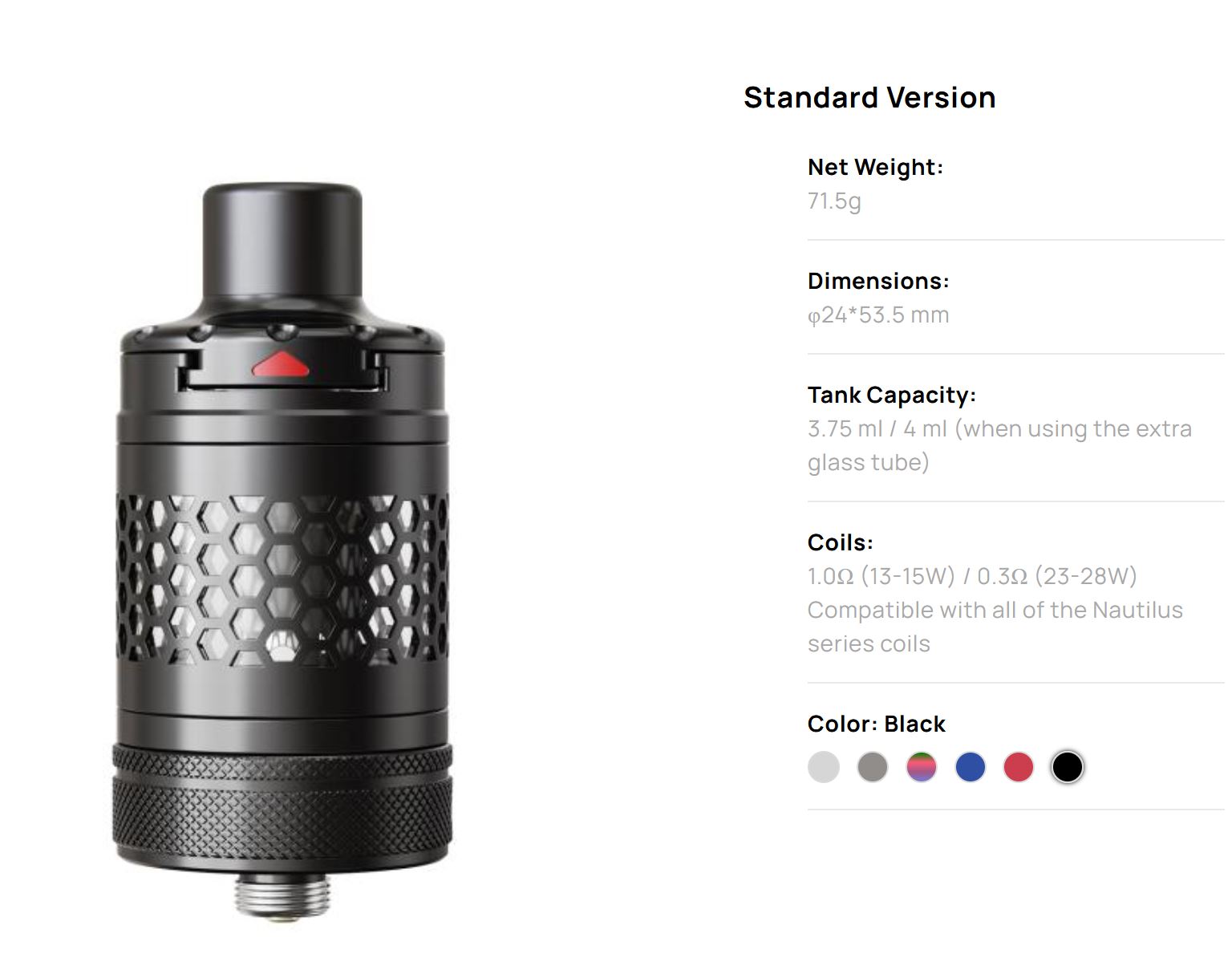 aSpire Nautilus 3S Clearomizer 4ml Black