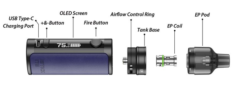 Eleaf iStick i75 3000 mAh Kit s EP Pod Tank Black
