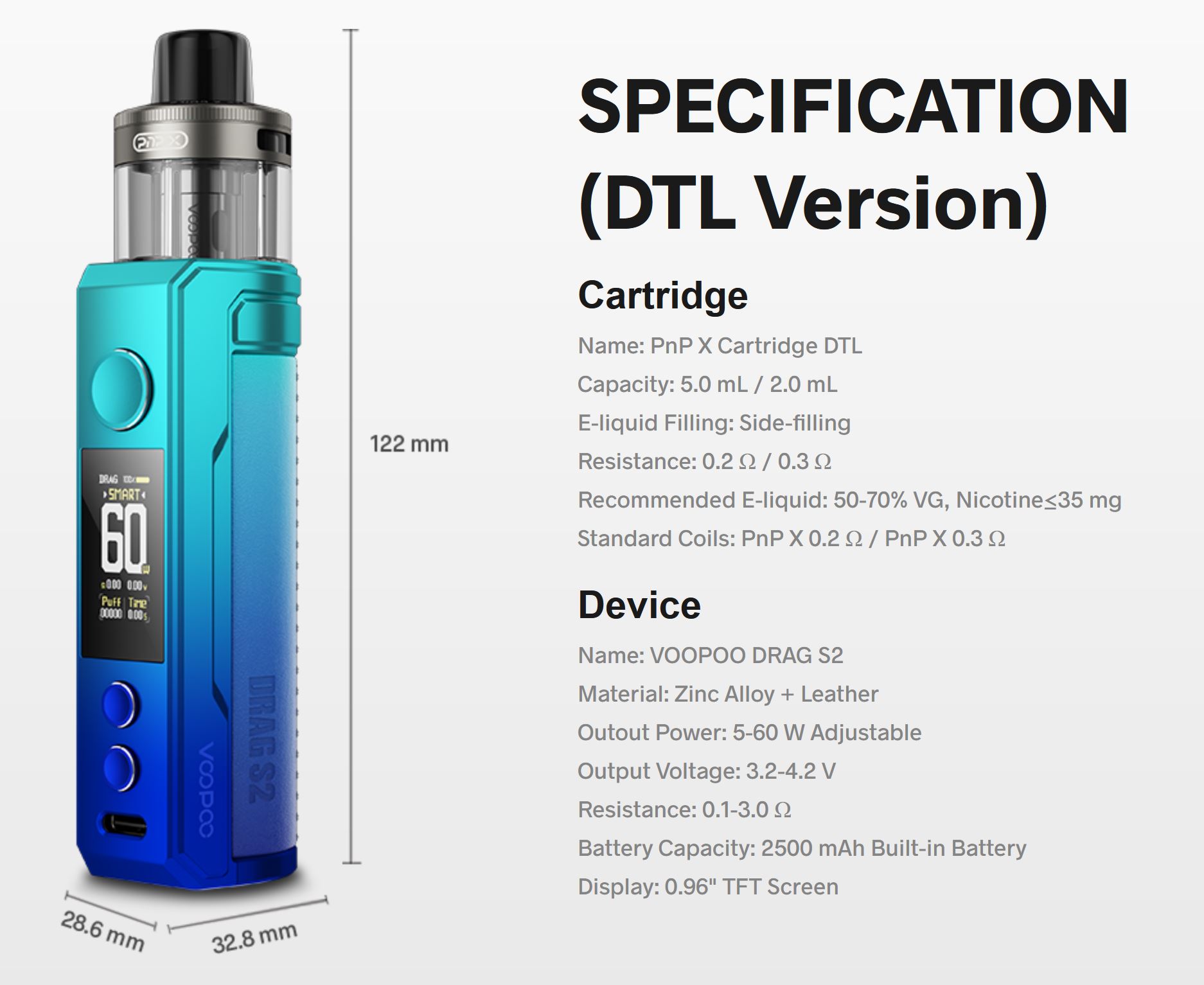VooPoo Drag S2 Pod Kit 2500 mAh Spray Black 1 ks