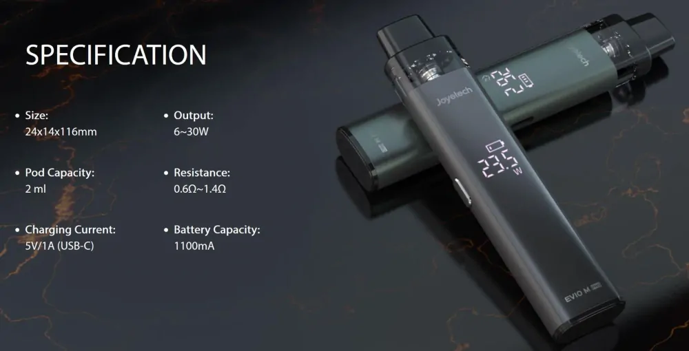 Joyetech Evio M PRO 1100 mAh s Evio Pro Gray 1 ks