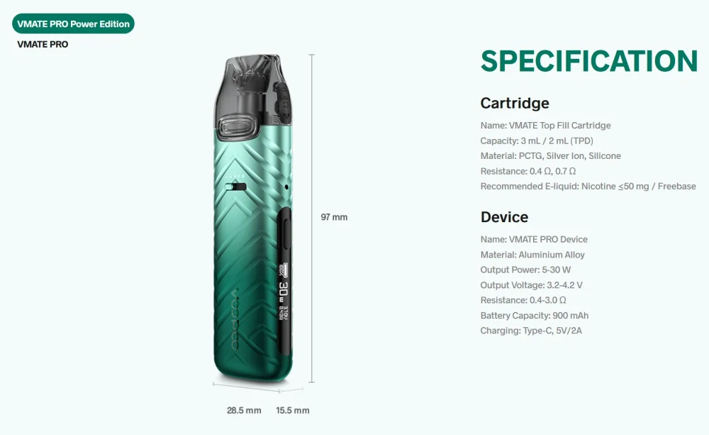 VooPoo Vmate PRO Power 900 mAh Armor Blue 1 ks