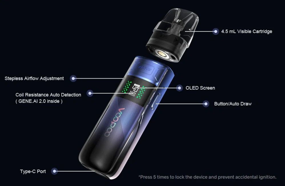 VooPoo Argus E40 1800 mAh Spray Black 1 ks
