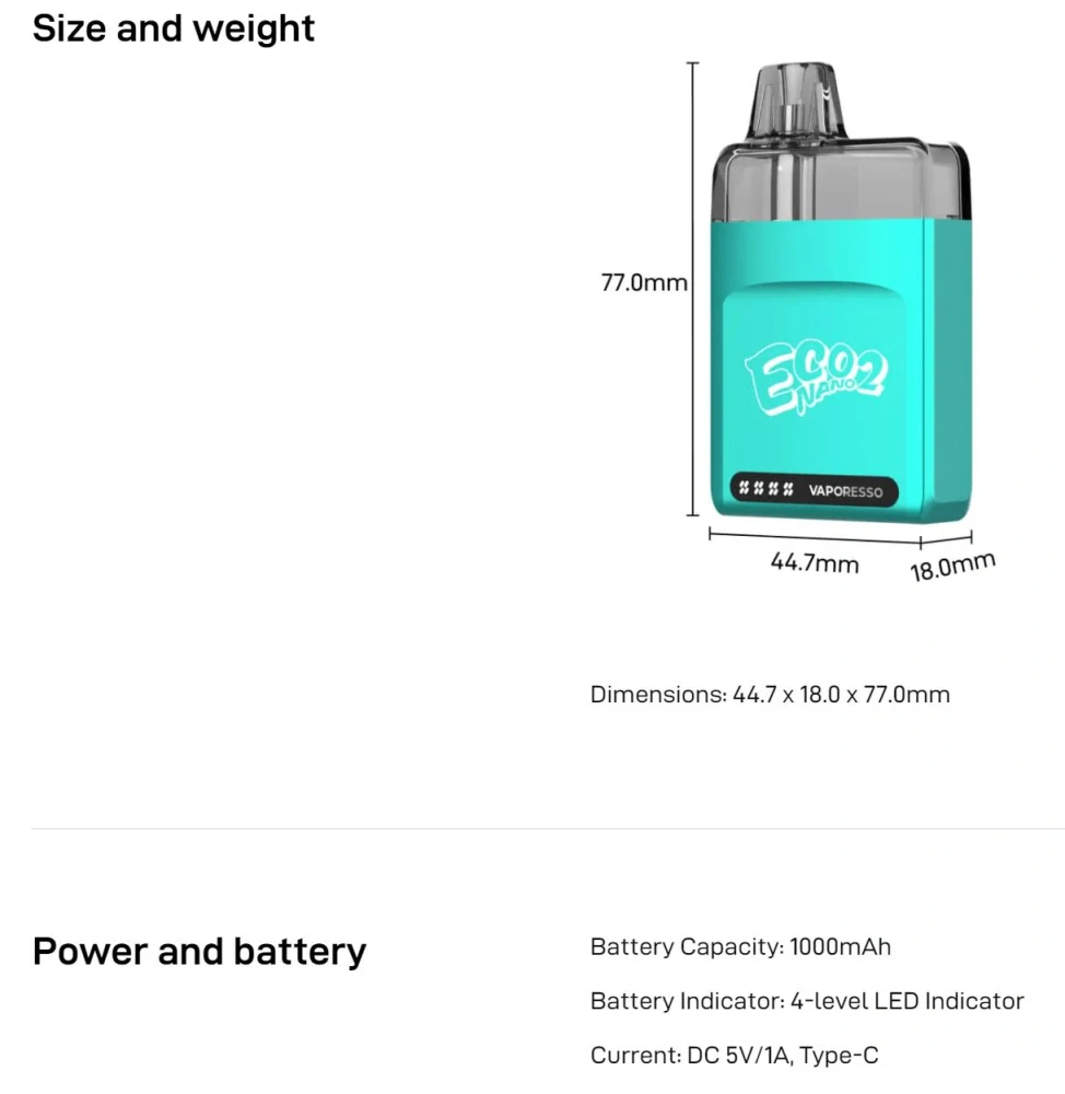 Vaporesso ECO Nano 2 Pod 1000 mAh Sky Blue 1 ks