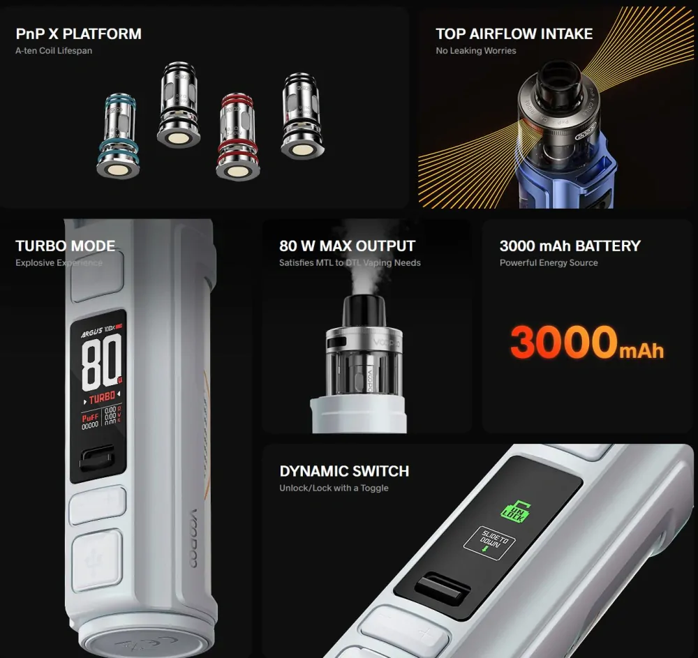 VooPoo Argus Pro 2 80W Pod Kit 3000 mAh Cocoa Brown 1 ks