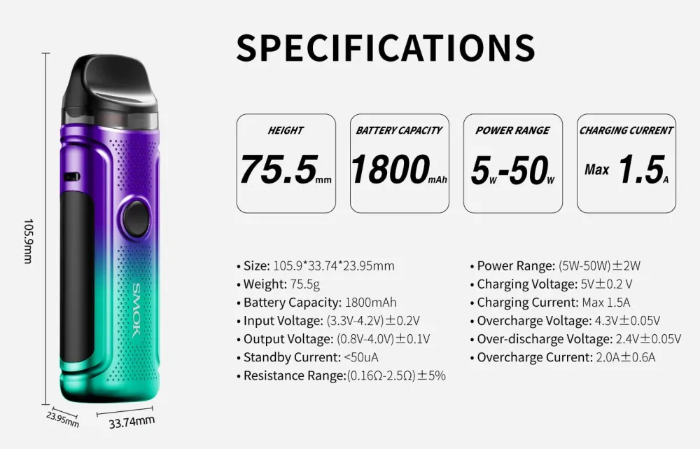 Smoktech NORD C 50W 1800 mAh Green Yellow 1 ks