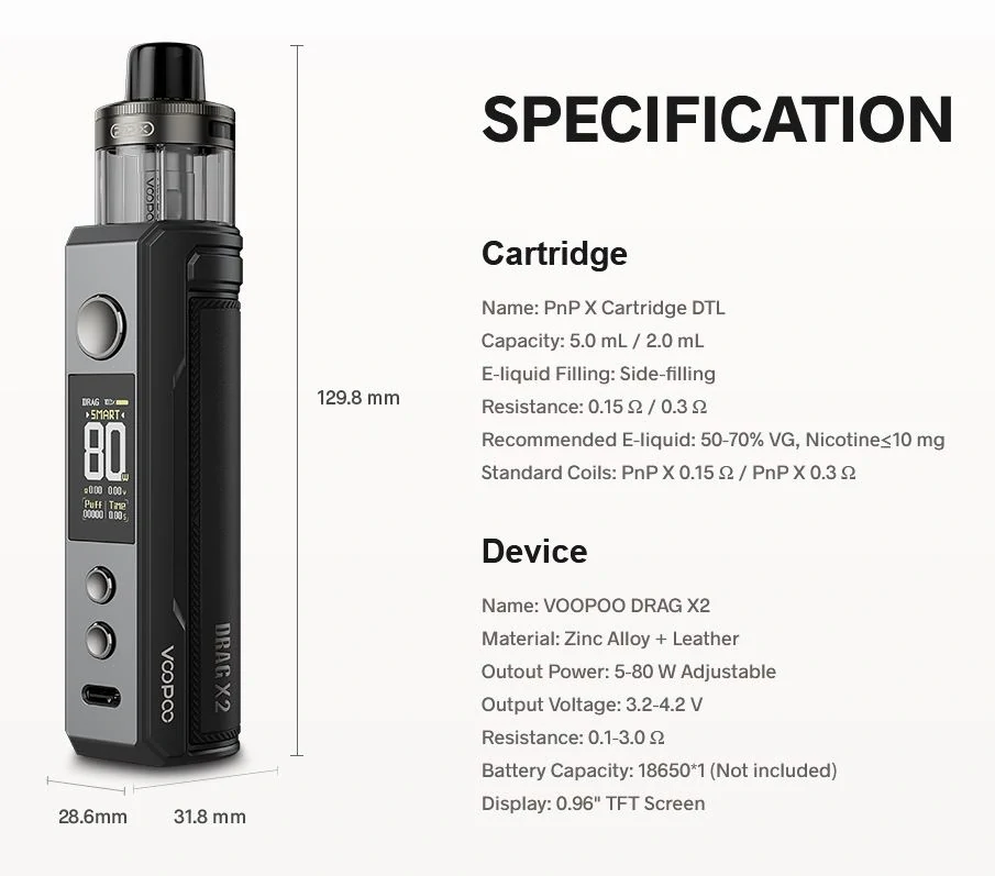 VOOPOO Drag X2 Mod Pod 80W Full Kit Marsala 0 mAh 1 ks