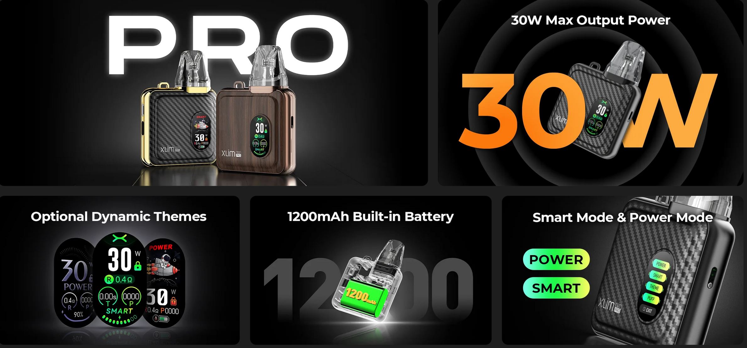 OXVA Xlim SQ Pro Pod Kit 1200 mAh Black Carbon 1 ks