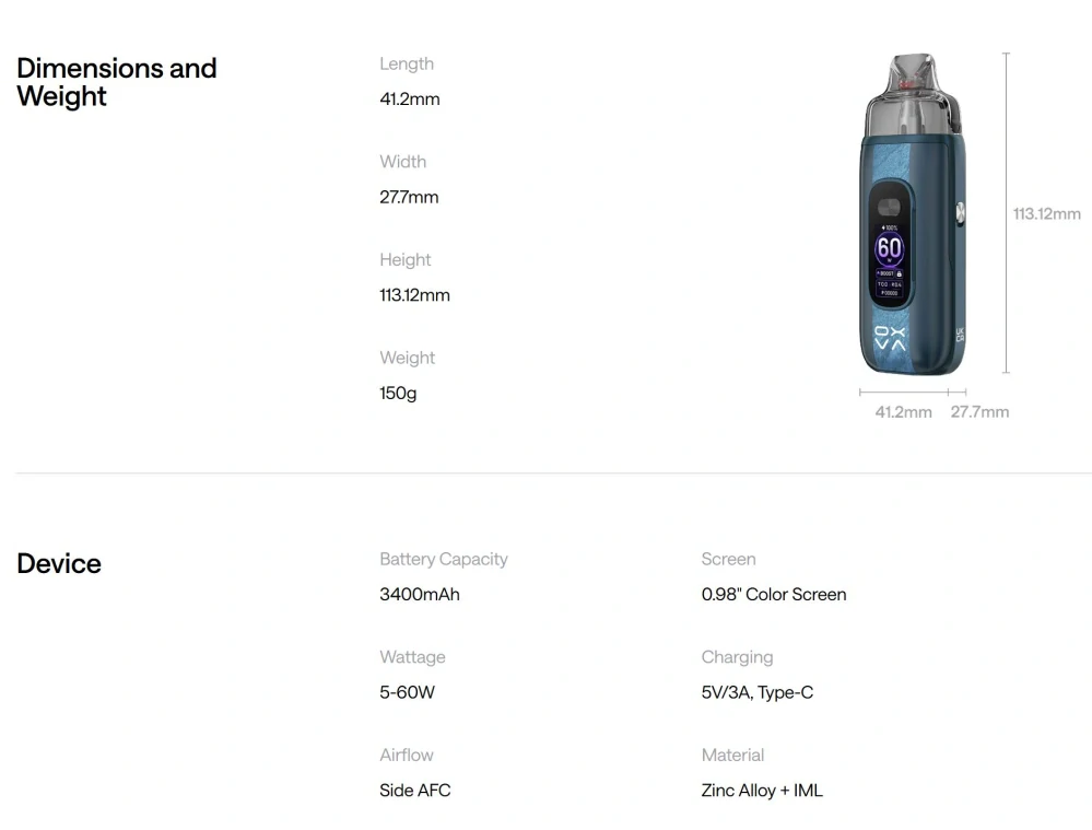 OXVA Vprime 2 Pod 3400 mAh Mirage Purple