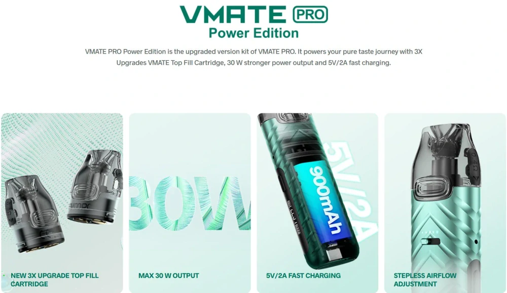 VooPoo Vmate PRO Power 900 mAh Red 1 ks