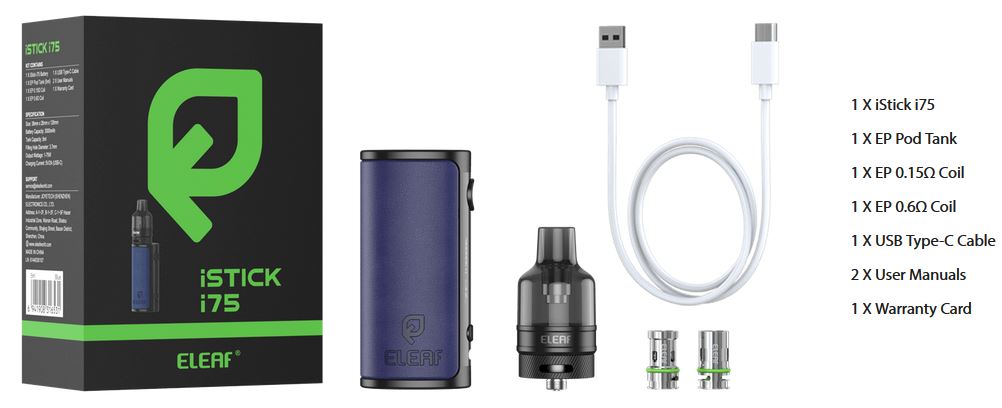 Eleaf iStick i75 3000 mAh Kit s EP Pod Tank Black