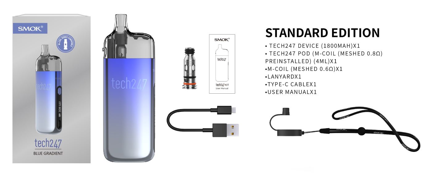 Smoktech Tech247 Pod 1800mAh Blue Gradient 1 ks