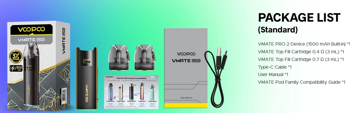 VooPoo VMate Pro 2 Pod 1500 mAh Glacier Silver 1 ks