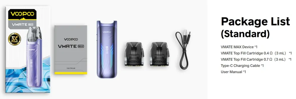 VooPoo VMATE MAX Pod Kit 1200 mAh Dove Gray 1 ks