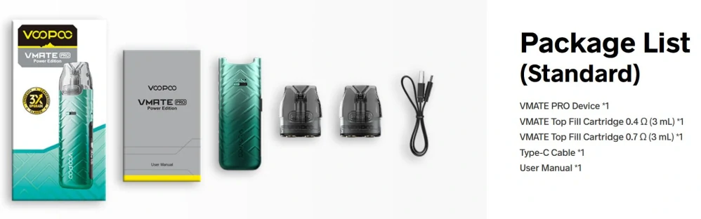 VooPoo Vmate PRO Power 900 mAh Red 1 ks