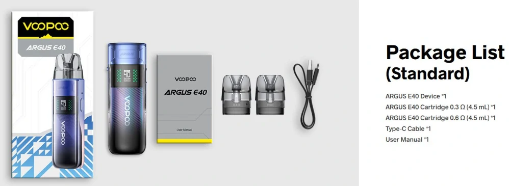 VooPoo Argus E40 1800 mAh Spray Black 1 ks