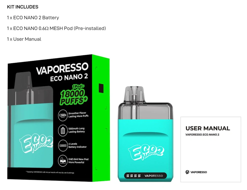 Vaporesso ECO Nano 2 Pod 1000 mAh Sky Blue 1 ks