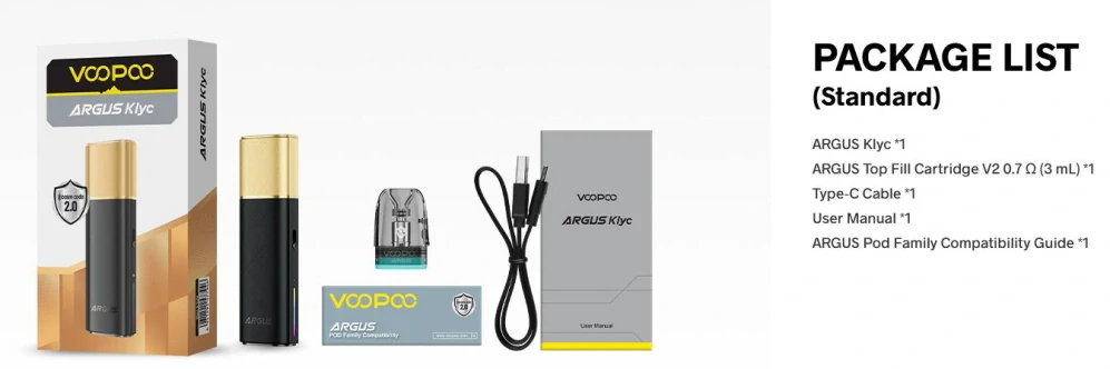 VOOPOO ARGUS KLYC Pod 1350 mAh Black & Gold 1 ks