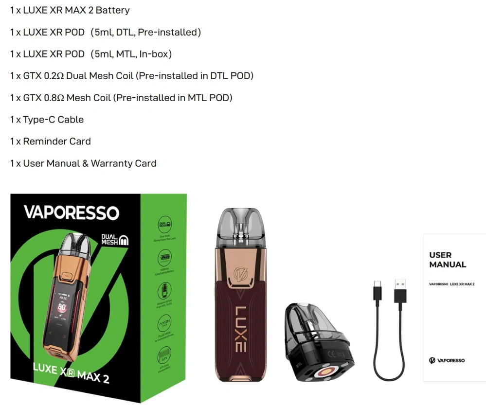 Vaporesso Luxe XR Max 2 POD 3200 mAh Black 1 ks